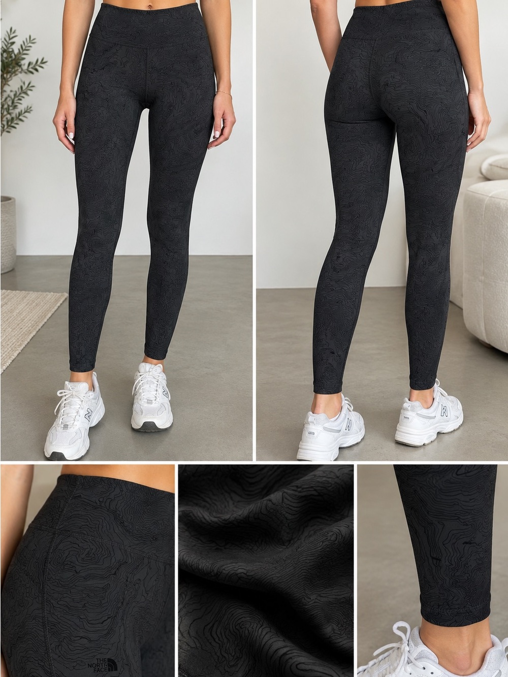 The North Face Women's Black High-Rise Topo Map print  Leggings XS